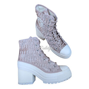 Converse Chuck 70 De Luxe Heel Satin Pink Chaotic Neutral Platform Sneaker 8 NEW